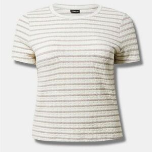 Torrid Textured Cream and Taupe Short Sleeve Tee